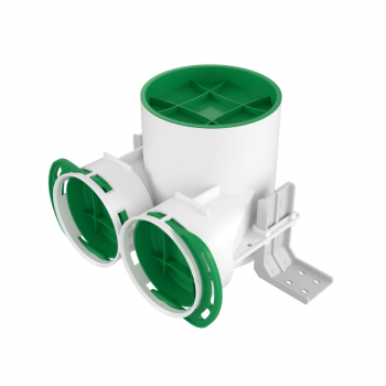 Universālās montāžas HDPE difuzora kārba 2x Ø90 VPB125-2 Universālās montāžas HDPE difuzora kārba 2x Ø90 VPB125-2