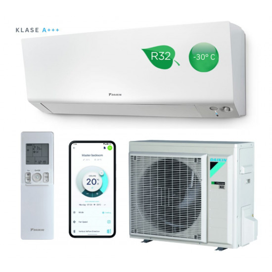 DAIKIN Nepura Perfera Baltās sērijas siltumsūknis gaiss-gaiss WIFI / A+++ (C-4,6 kW / H-7,4 kW)