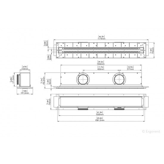 Iebūvējams PVC materiāla difuzors ERGOVENT LINEO PRO-PUZZLE 125/1050/2 SLOT 20mm (AC)