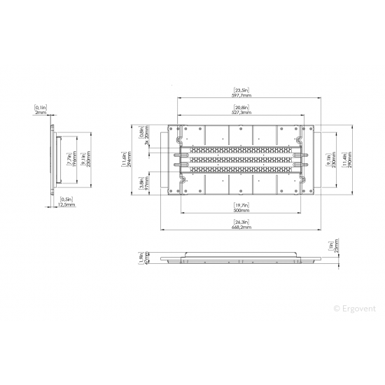 Moulage for Ergovent Lineo Pro Puzzle diffuser (3 slot x 20 mm x 500 mm)