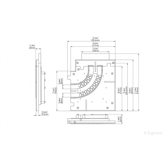 Ergovent Lineo Pro Puzzle diffuser moulage elbow rounded (2 slot x 20 mm / 90-degree)
