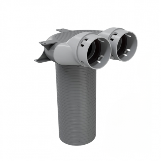 Polikarbonāta difuzora kārba: 2×Ø75 / Ø125 mm / Grīdas izpildījuma AR pagarinājumu