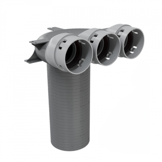 Polycarbonate diffuser box: 3×Ø75 / Ø125 mm / Floor version WITH extension