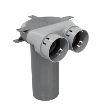 Polikarbonāta difuzora kārba: 2×Ø90 / Ø125 mm / Zemgriestu izpildījuma AR pagarinājumu