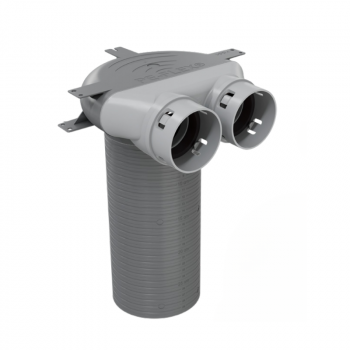 Коробкa диффузора из поликарбоната: 2×Ø75 / Ø125 мм / Под-потолком С продлением