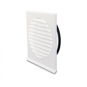 Square outdoor grille with drop catch Ø156 mm / White (RAL 9016)