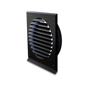 Square outdoor grille with drop catch Ø156 mm / Black (RAL 9005)