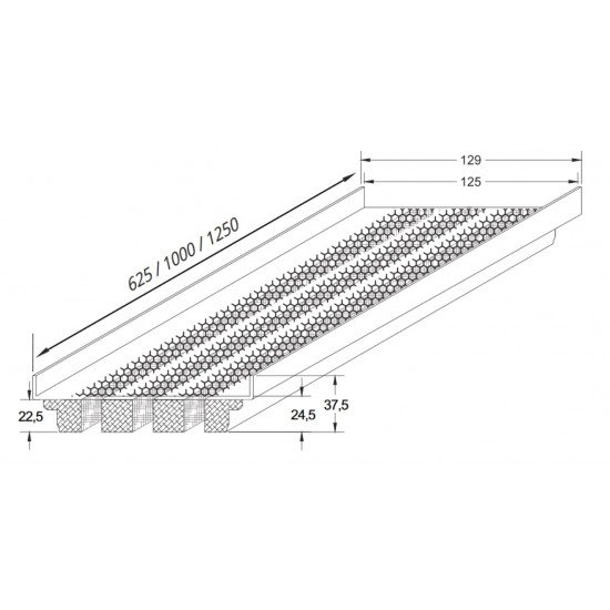 Iebūvējams ģipša difuzors TRIPLE LINE 625x12 mm