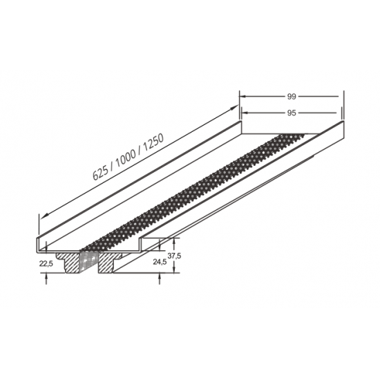 Iebūvējams ģipša difuzors SINGLE LINE 1250x18 mm