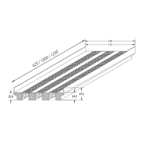 Iebūvējams ģipša difuzors TRIPLE LINE 1250x18 mm